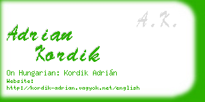 adrian kordik business card